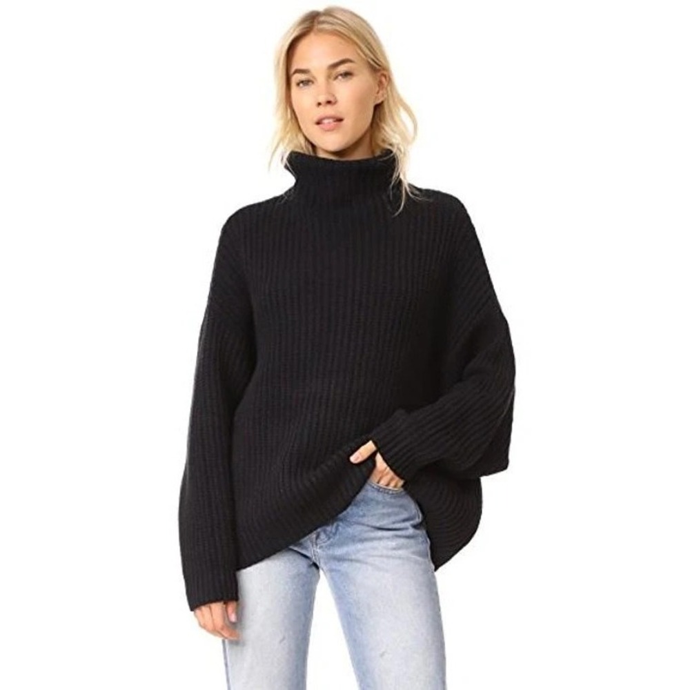 Free People Sweater Women's Size S Black Swim Too Deep Oversized Chunky Knit